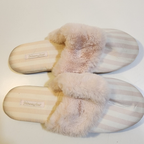 VICTORIA'S SECRET Pink stripes Satin Slippers Size L - Picture 8 of 11